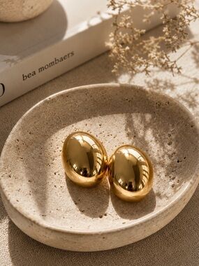 Gold Dome Statement Earrings - Women Jewelry R 455